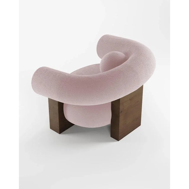Cassete Armchair in Boucle Rose Smoked Oak by Alter Ego for Collector For Sale - Image 4 of 5