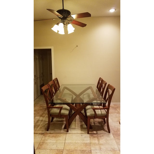 Glass Top Wooden Dining Room Table Chairs Chairish