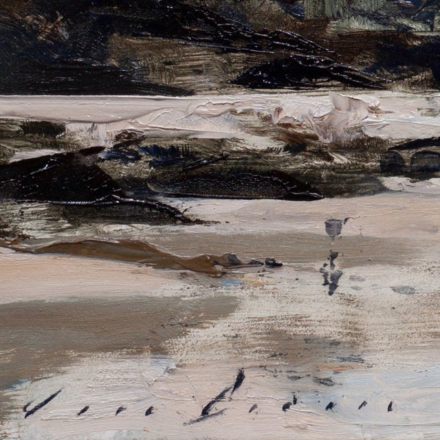 Contemporary Into the Light Study by Jon Doran | Oil on Panel Small Study of a Beach at Low Tide For Sale - Image 4 of 9