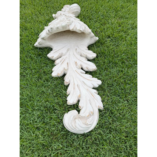 Late 20th Century Vintage Giant 36” Acanthus Leaf Architectural Wall Planter / Wall Pocket For Sale - Image 5 of 11