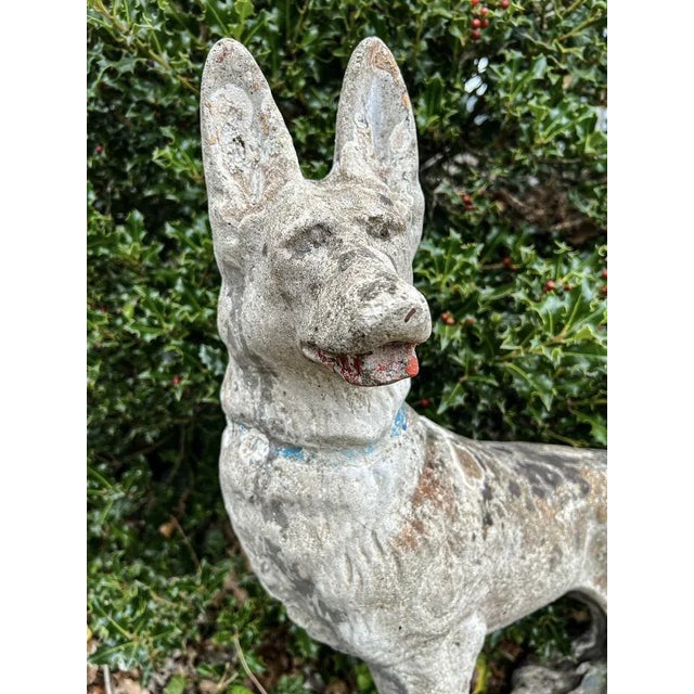 Concrete Stone Shepard Garden Dog Ornament Sculpture, 1950s For Sale - Image 4 of 11