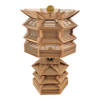 1950s Mid 20th Century Folk Art Popsicle Stick Lamp - Rewired For Sale