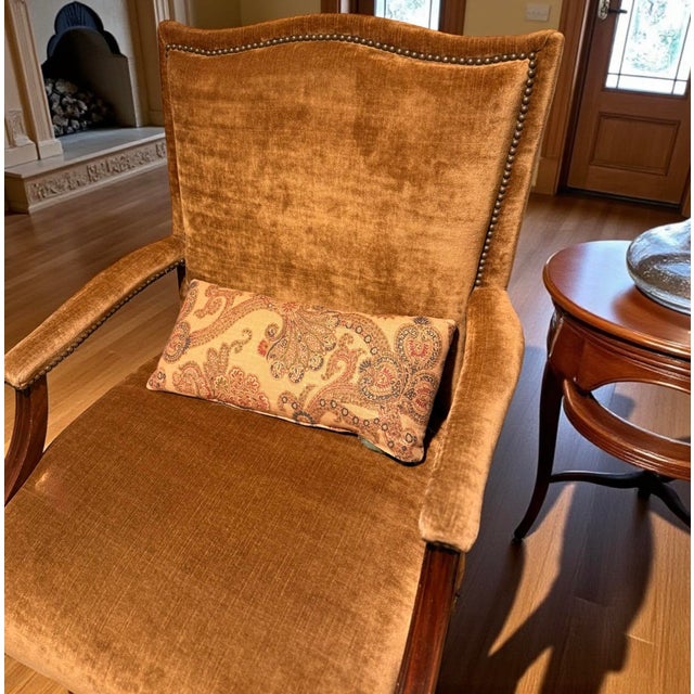 1990s Moss Green Velvet English Edinburgh Traditional Wingback Chairs For Sale In Los Angeles - Image 6 of 12