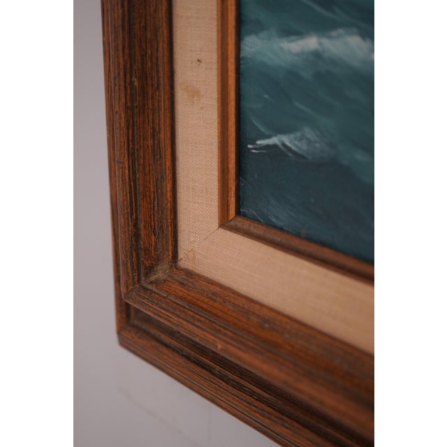 Traditional h.luhrs Artist Signed Schooner Oil Painting on Canvas For Sale - Image 3 of 14
