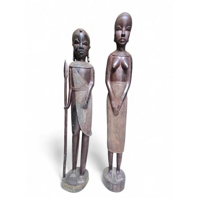 African Tribal Wooden Sculptures, 1970s, Set of 2 For Sale - Image 3 of 12