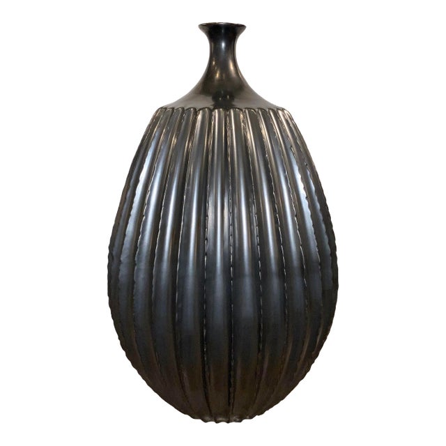 Studio a Home Modern Gunmetal Finished Sawtooth Vase For Sale