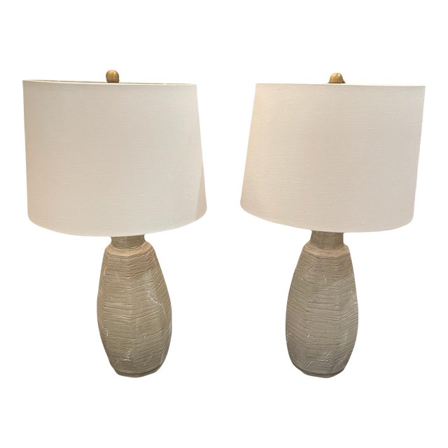 Pair of Gray Lamps For Sale