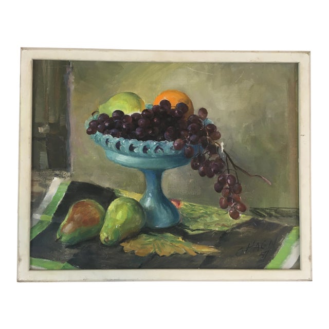Vintage Fruit Display Oil Painting For Sale