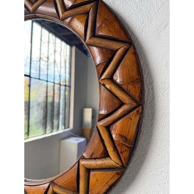 Round Rattan Mirror, 1980 For Sale - Image 6 of 18