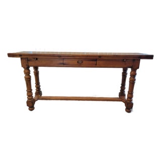 Vintage Table With Drop Leaf and Hand Joined Planks For Sale