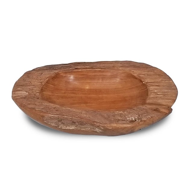 Handmade vintage organic modern rustic style teak wood bowl. Each is unique and wood tones, grain patterns, and natural...