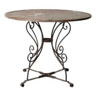 19th Century Belgian Marble Top Round Iron Table For Sale