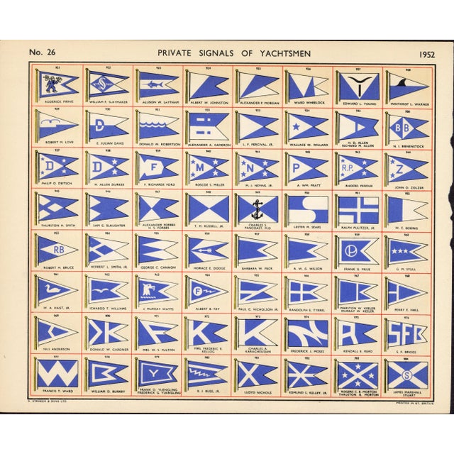 1950s Original Lloyd's Register of Yachts "Private Signals of Yachtsmen" Reference Pages – Set of 4 – Year 1952 Group F For Sale - Image 5 of 5