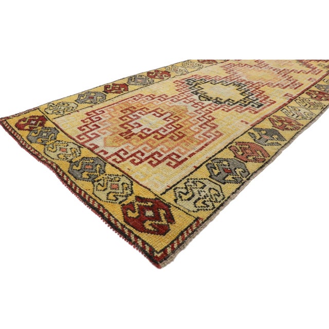Mid-Century Modern Vintage Turkish Oushak Runner Rug , 03'10 X 09'06 For Sale - Image 3 of 10