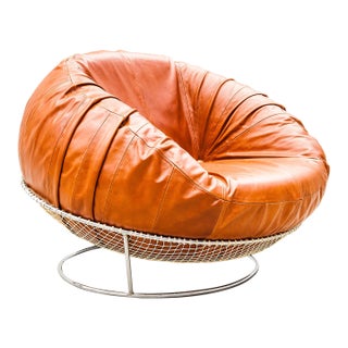 Percival Lafer Mp-87 Lounge Chair in Cognac Leather, 1970s Brazilian Mid Century Modern For Sale