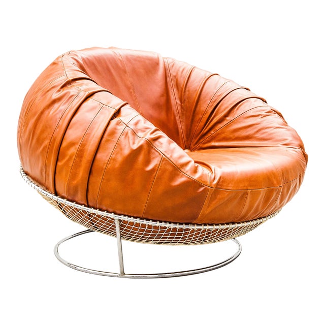 Percival Lafer Mp-87 Lounge Chair in Cognac Leather, 1970s Brazilian Mid Century Modern For Sale