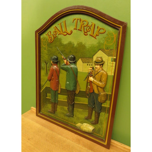 Brown Country Corner Hand Painted Hunting Sign Ball Trap, 1980s For Sale - Image 8 of 14