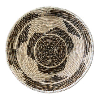 Lg Handmade Woven Wolof Basket From Senegal 17" in D For Sale