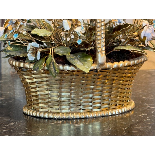 1950s 1950s Janet Hutchison Enameled Flowers Basket For Sale - Image 5 of 8