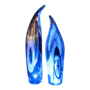 Ian Gilula Pacific Nw Portland Art Glass & Light Double Sculpture on Pedestal