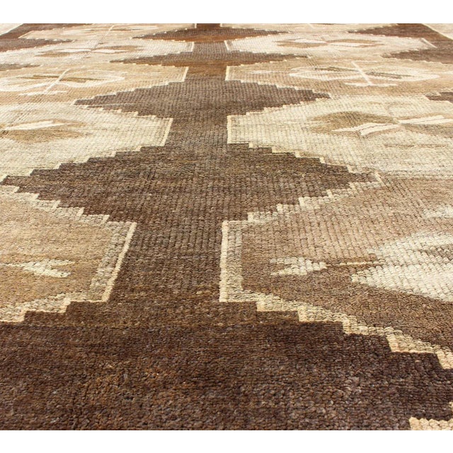 Mid 20th Century Vintage Turkish Kars Rug With All Over Geometric Design in Chocolate Brown and Earth Tones For Sale - Image 5 of 9