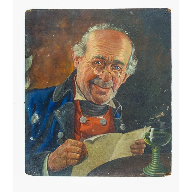 Late 19th Century Late 19th Century Man Reading Letter Portrait Continental School Painting For Sale - Image 5 of 5