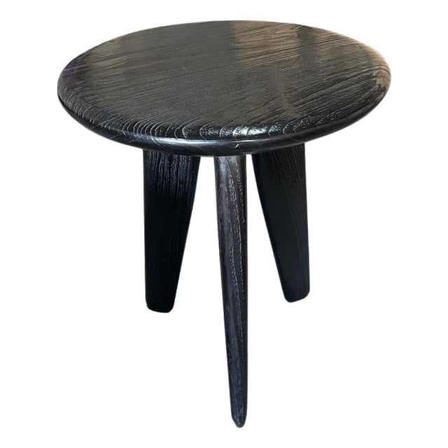 Andrianna Shamaris Mid Century Couture Espresso Stained Side Table For Sale