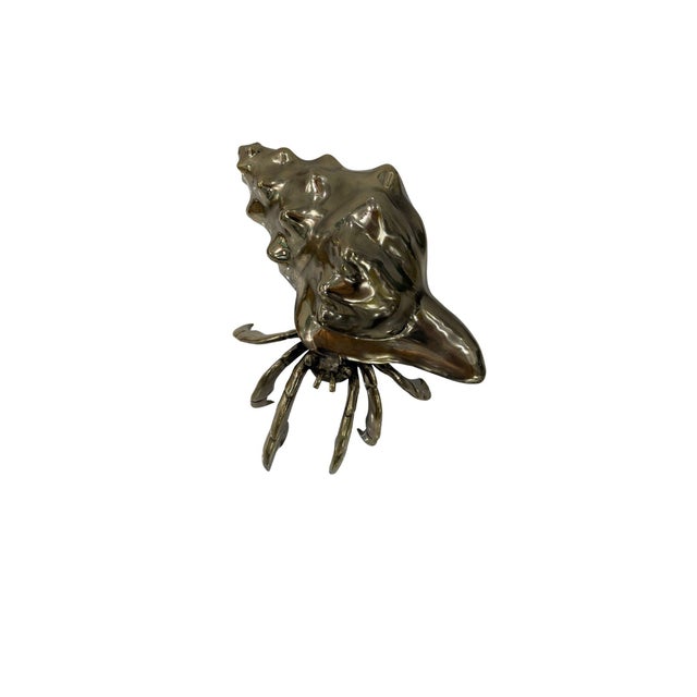 Cast Bronze Hermit Crab Sculpture — Organic Coastal Form With Polished Patina For Sale - Image 4 of 5
