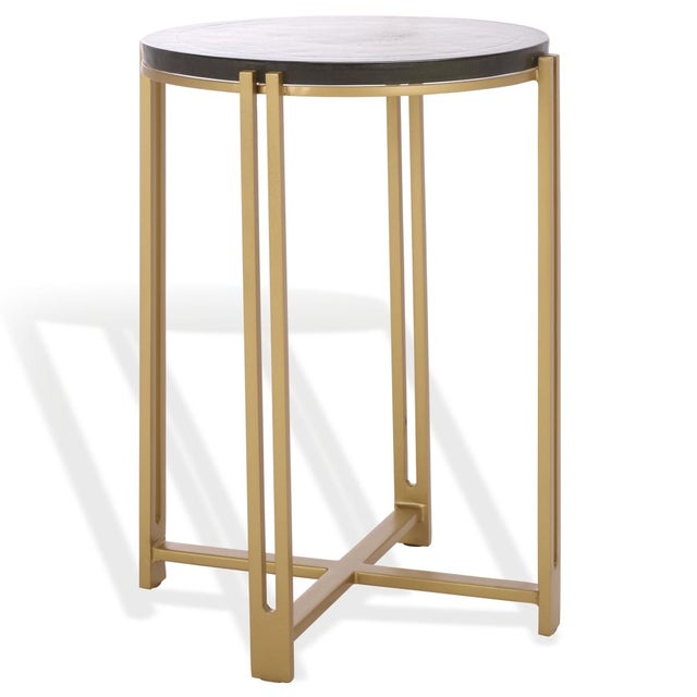 Levitt Cast Glass Top Round Accent Table in Brass with Glass Top For Sale In Philadelphia - Image 6 of 8