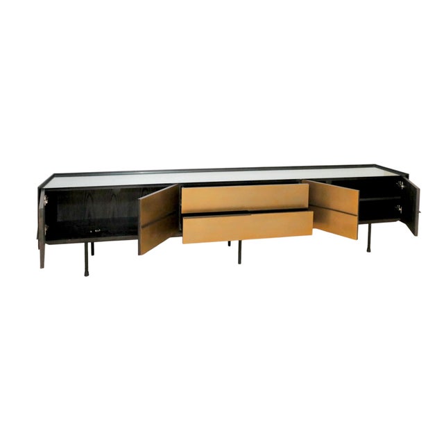 Bespoke Contemporary Brass and Ash 118" Cantilever Sideboard by Ebony Curated For Sale - Image 4 of 11