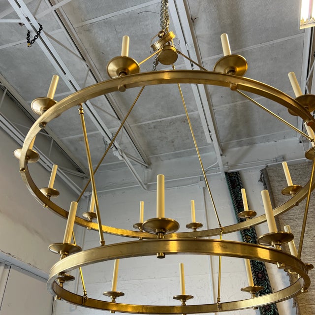 Launceton Grande Two Tiered Chandelier in Antique-Burnished Brass by Visual Comfort DESIGNER CHAPMAN & MYERS in like new...