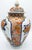 Japanese Hand-Painted Verte Imari Covered Jar Circa 19th Century with measurements of 12"x12"x18".
