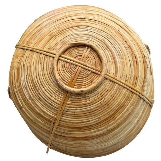 Mid 20th Century Monumental Organic Modern Rattan Market Basket, Gabriella Crespi Style For Sale In Oklahoma City - Image 6 of 9