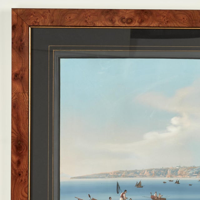 Italian Pair of Italian Bayscape Gouache Paintings With Mt.Vesuvius For Sale - Image 3 of 18