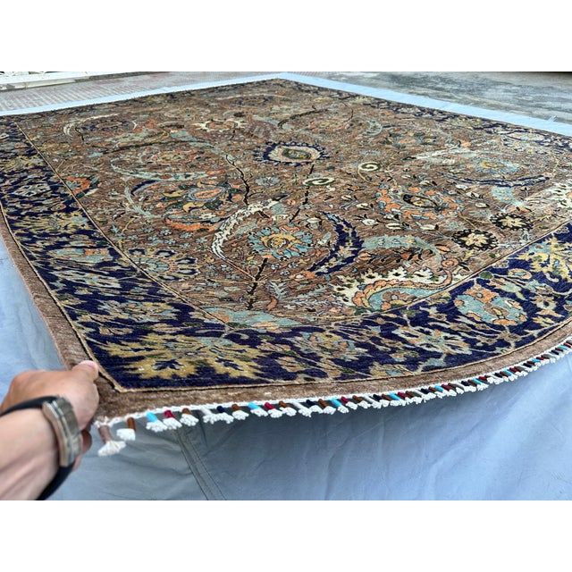 Hand-Knotted Afghan Isfahan Shah Abbasi Wool Area Rug - 9'1" X 12'2" For Sale - Image 4 of 15