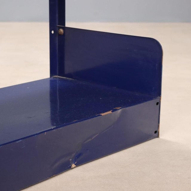 Vintage Italian Bookcase in Blue Enamelled Metal, 1970s For Sale - Image 5 of 9