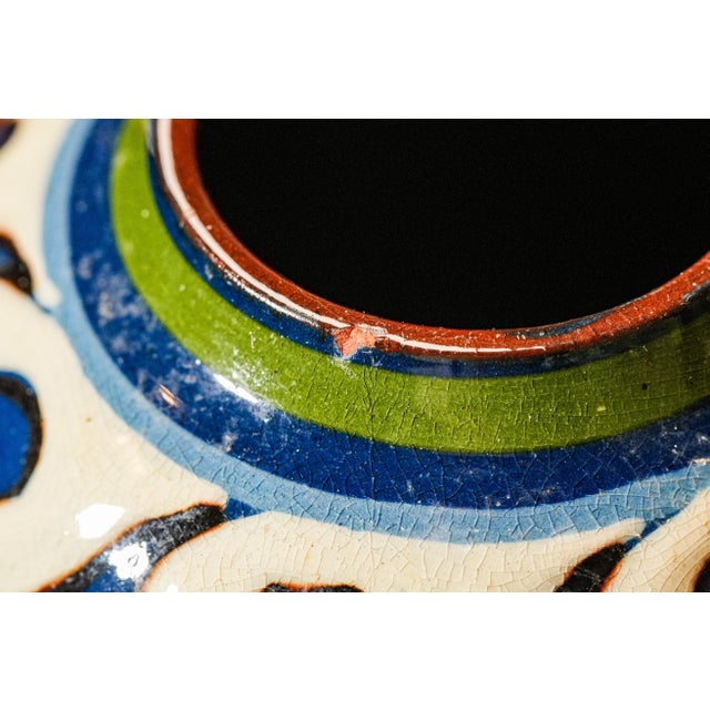 Miniature Colorful Painted Glazed Antique Pottery Art Nouveau Style Vase For Sale In New York - Image 6 of 11