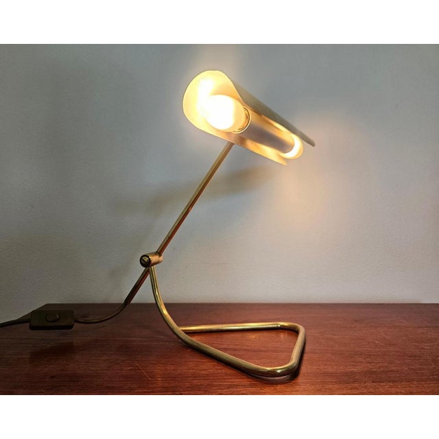 Gold Mid-Century Brass Table Lamp from OMI, Germany, 1970s For Sale - Image 8 of 17