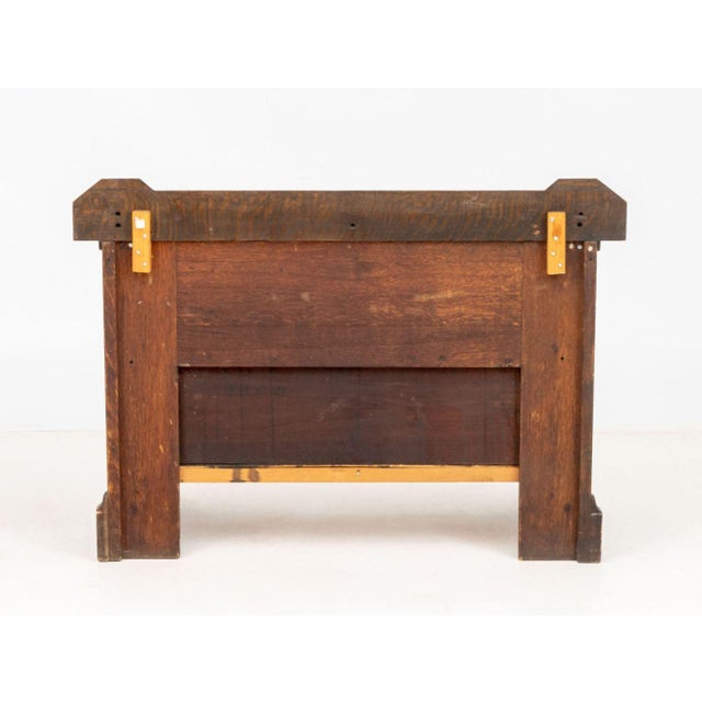 Wood Arts & Crafts Oak Hall Bench, 20th C. For Sale - Image 7 of 7