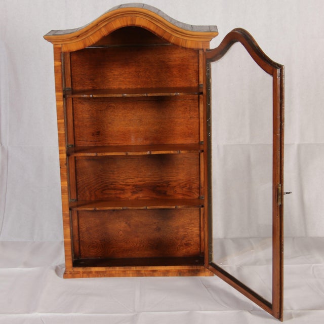 Brown Small Antique Baroque Hanging Display Cabinet in Walnut, 1800 For Sale - Image 8 of 18