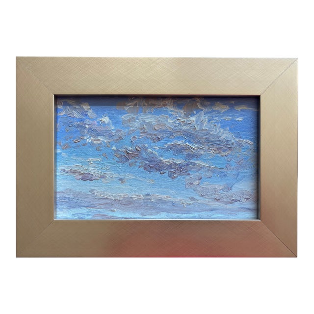 Contemporary Oil Clouds in Sky in Custom Frame For Sale