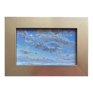 Contemporary Oil Painting of Clouds in Sky in Custom Frame For Sale