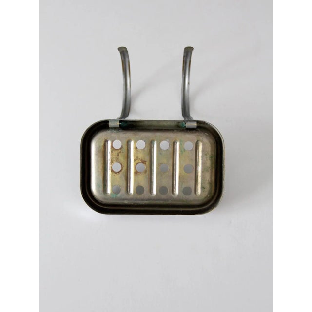 Silver Antique Nickel Plated Brass Soap Dish For Sale - Image 8 of 9