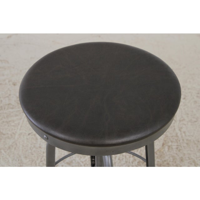 Restoration Hardware Set of 6 Restoration Hardware Adjustable Toledo Leather Seat Stools For Sale - Image 4 of 15