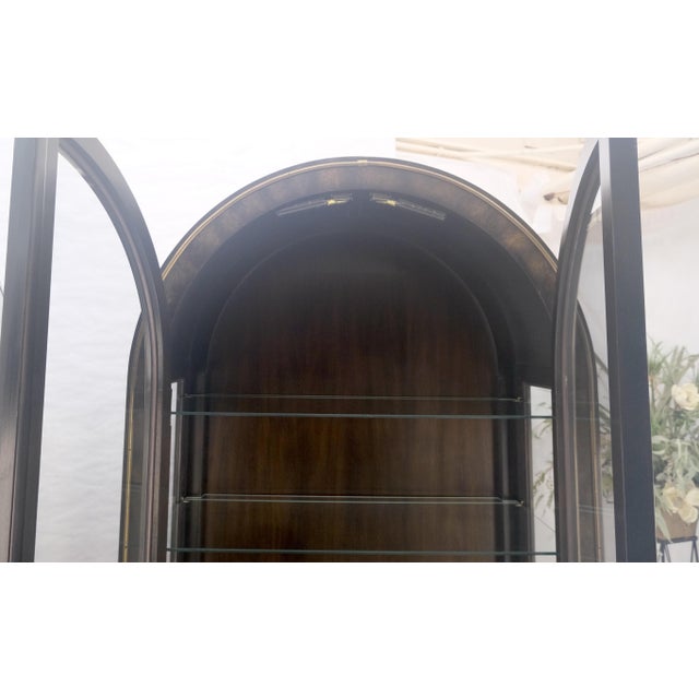 Pair of Burl Wood Dark Olive Green Dome Shape Vitrine Cabinets Mastercraft MINT For Sale - Image 17 of 18