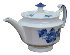 Mid 20th Century Denmark Royal Copenhagen 8503 Blue Flower Teapot Tea Coffee Pot Pitcher 9"