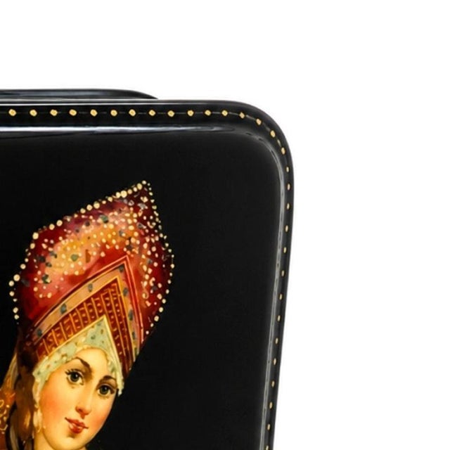 Jewelry Lacquered Box with Gold Leaf by Fedoskino For Sale - Image 4 of 6