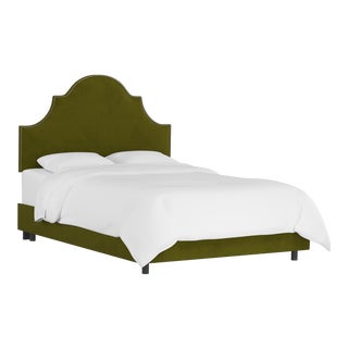 Halsted Bed in Apple Green Classic Velvet, King For Sale