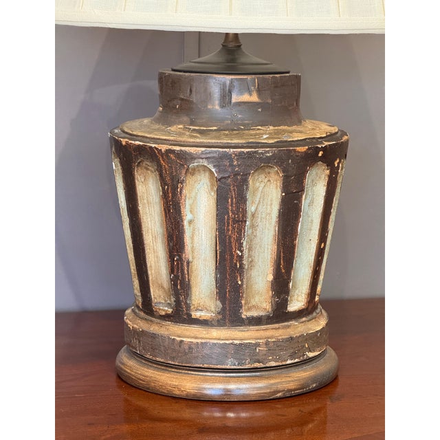 19th Century Pair of 19th Century Carved Wood Neoclassical Column Lamps For Sale - Image 5 of 13