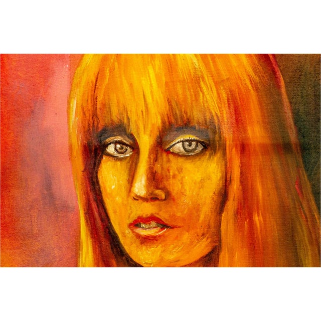 Vintage Mid-Century Expressionist Oil Painting Portrait of a Blonde Woman by Z Pintel, Framed For Sale - Image 10 of 16